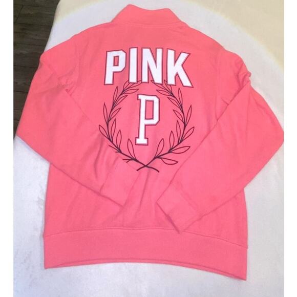 Vintage Victoria Secret PINK Quarterzip Varsity Pullover Sweatshirt Size Small - Picture 2 of 5